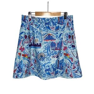Kaeli Smith Chicago Skyline Print Skort Blue Pink White Small Made in USA